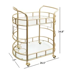 Better Homes & Gardens Fitzgerald Bar Cart with Matte Gold Metal Finish, 2-Tiers