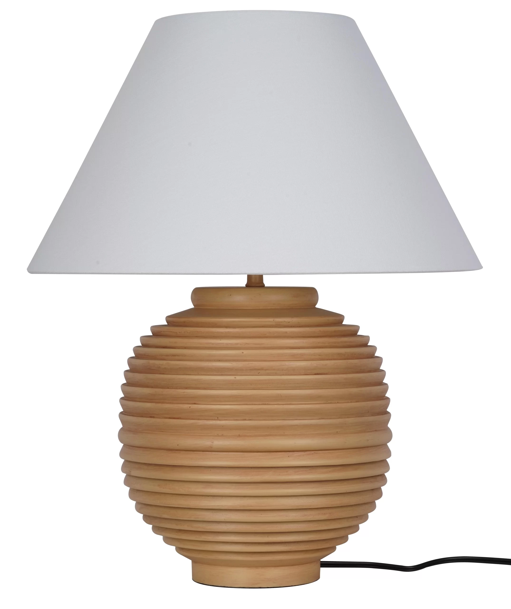 My Texas House 22" Natural Finish Ribbed Urn Table Lamp with White Empire Shade
