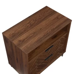 Better Homes & Gardens Wyatt Geo 2-Drawer Nightstand with USB, Walnut Finish