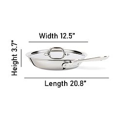All-Clad D3 3-Ply Stainless Steel Fry Pan 12 Inch, Induction, Oven Broiler Safe 500F, Lid Safe 350F, Silver