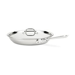 All-Clad D3 3-Ply Stainless Steel Fry Pan 12 Inch, Induction, Oven Broiler Safe 500F, Lid Safe 350F, Silver