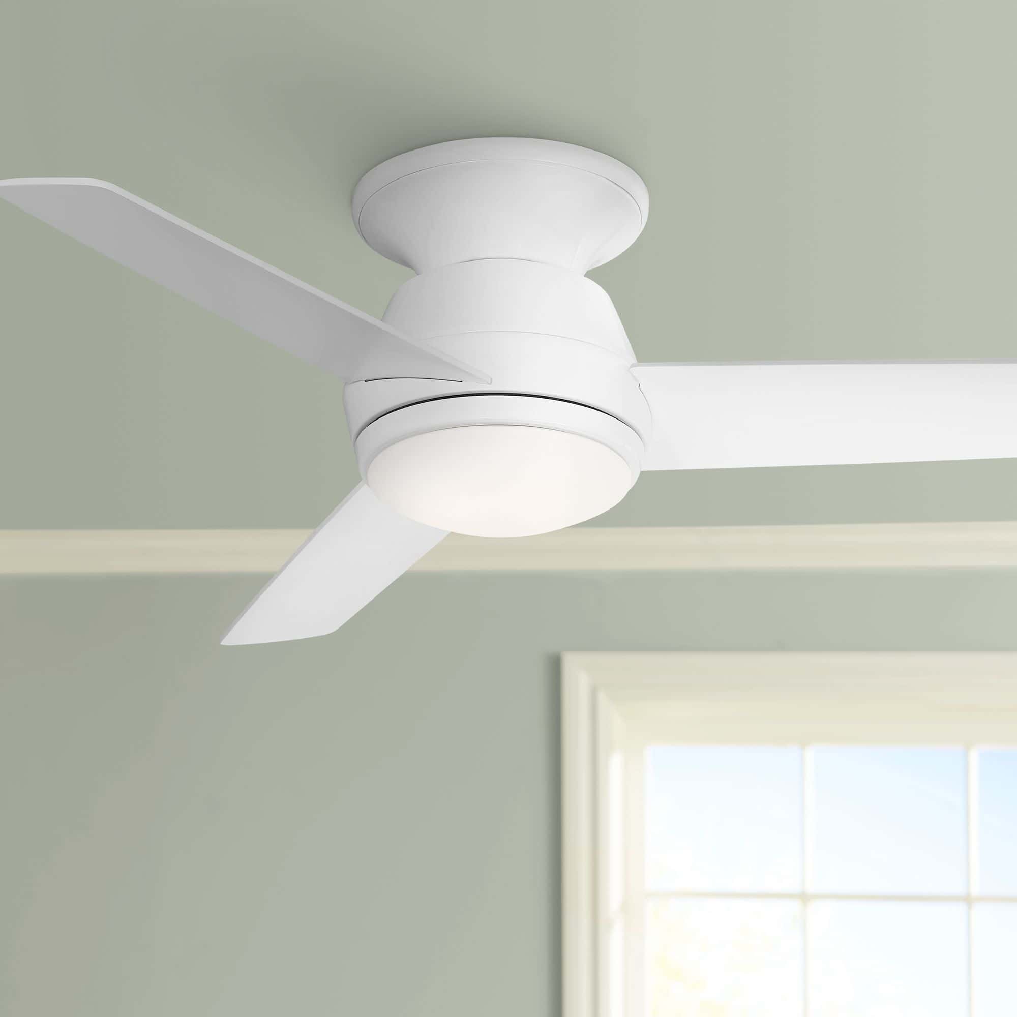 Casa Vieja 44" Marbella Breeze White Modern LED Hugger Ceiling Fan with Remote