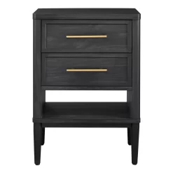 Better Homes & Gardens Oaklee 2-Drawer Nightstand for Bedroom,Charcoal Finish