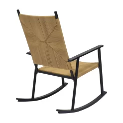 Better Homes & Gardens Ventura Outdoor Steel Rocking Chair, Natural Rush Weave