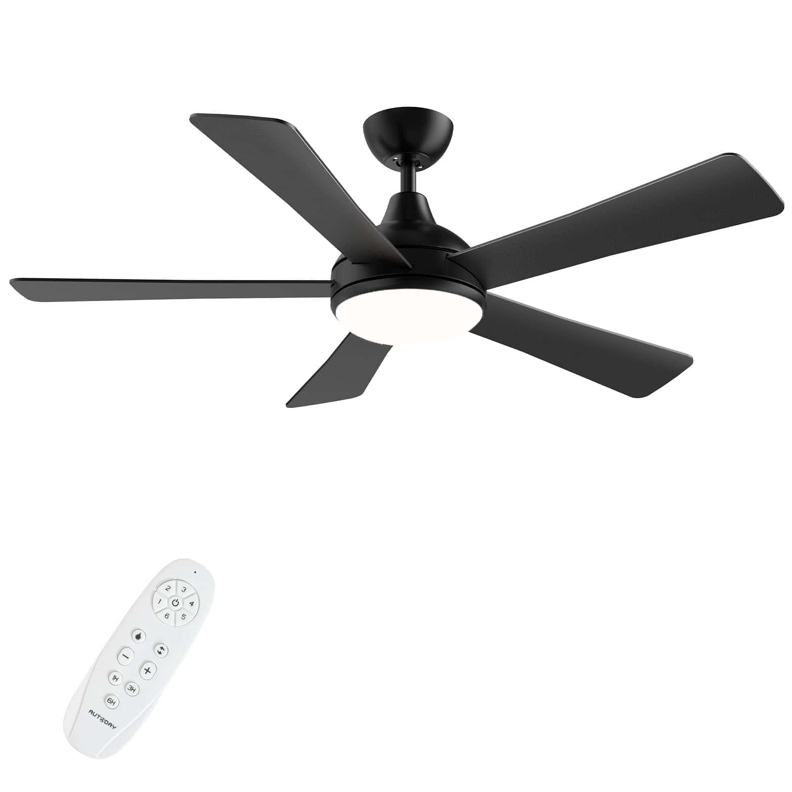 Autoday 52 Inch Ceiling Fans with Lights and Remote - Black Ceiling Fan with Light