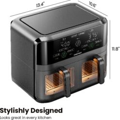 CHEFMAN 6 Quart Dual Basket Air Fryer Oven, Black