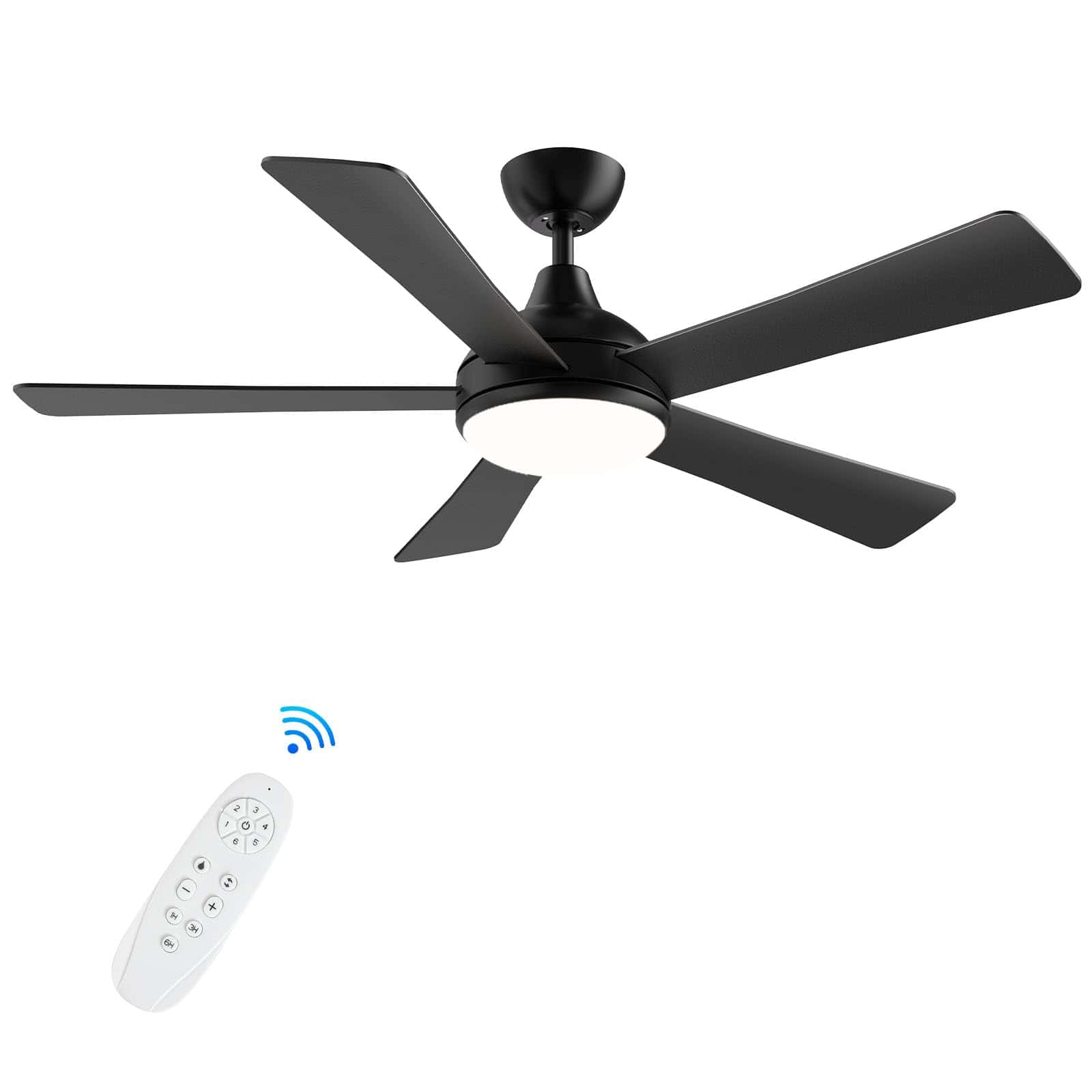 Autoday 52 Inch Ceiling Fans with Lights and Remote - Black Ceiling Fan with Light