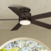 Casa Vieja 52" Casa Vieja Grand Palm Bronze LED Damp Rated Hugger Fan with Remote