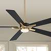Casa Vieja Vegas Nights Soft Brass Black LED Remote 52" Ceiling Fan