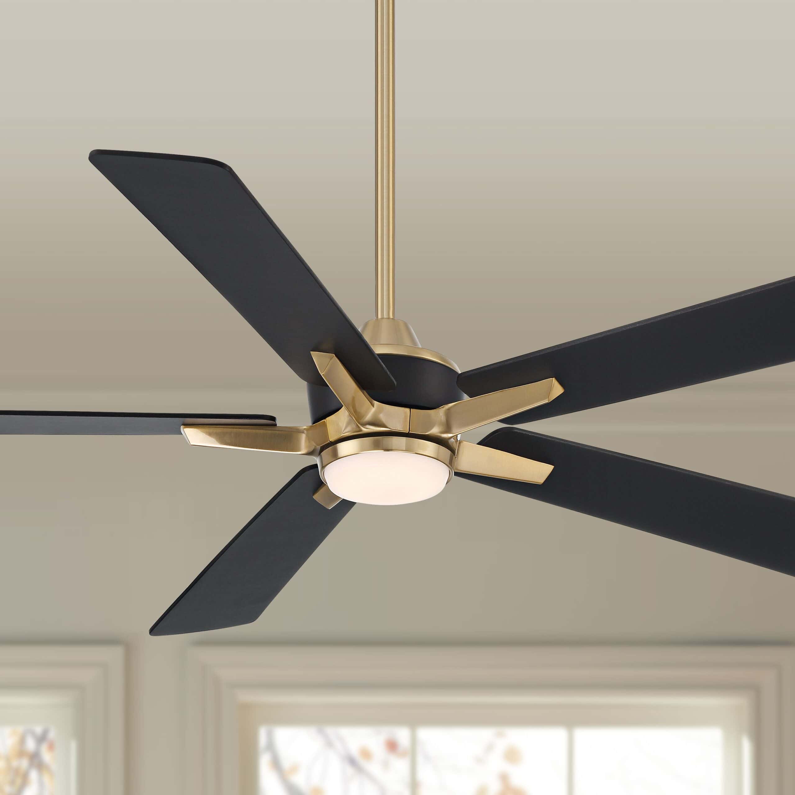 Casa Vieja Vegas Nights Soft Brass Black LED Remote 52" Ceiling Fan