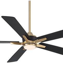 Casa Vieja Vegas Nights Soft Brass Black LED Remote 52