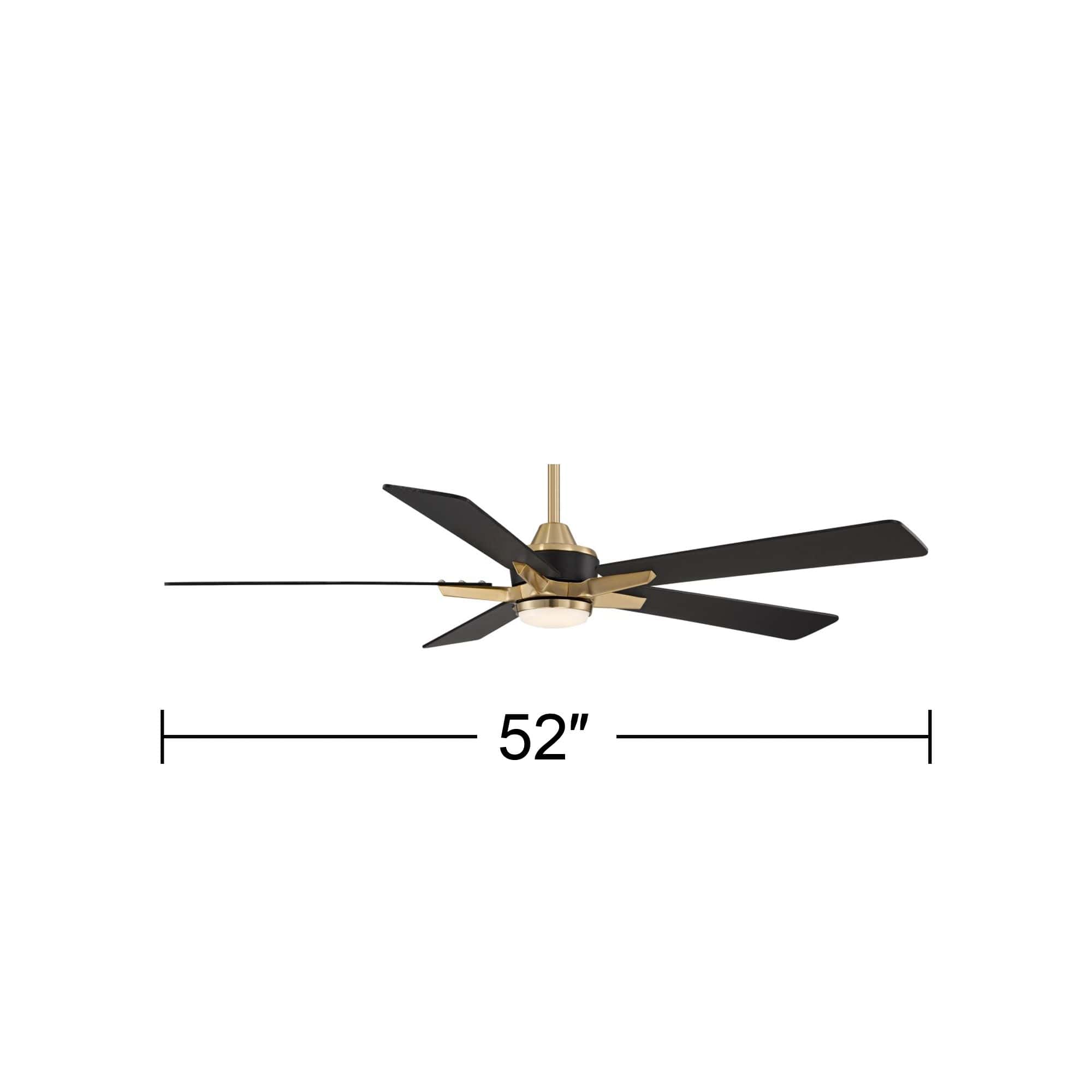 Casa Vieja Vegas Nights Soft Brass Black LED Remote 52" Ceiling Fan