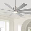 Casa Vieja 54" Casa Vieja Inspirit Brushed Steel Damp LED Remote Ceiling Fan