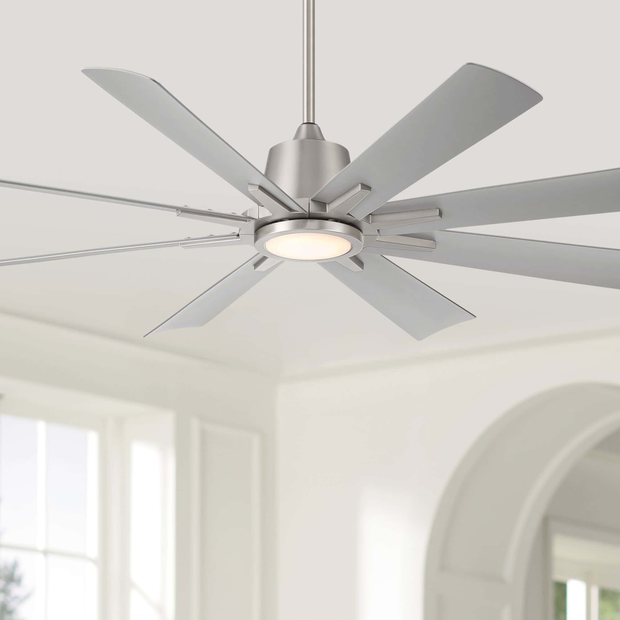 Casa Vieja 54" Casa Vieja Inspirit Brushed Steel Damp LED Remote Ceiling Fan