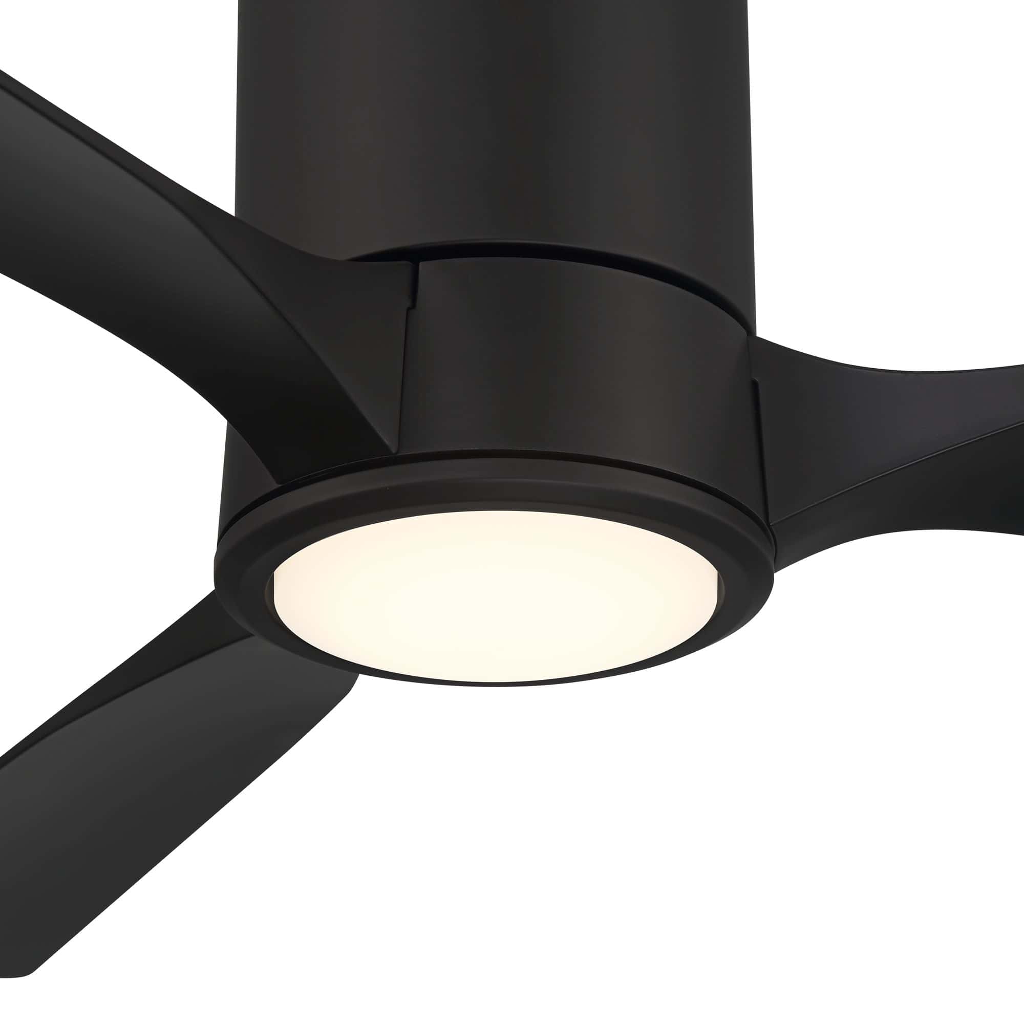Casa Vieja 56" Keel Matte Black LED Damp Remote Hugger Ceiling Fan