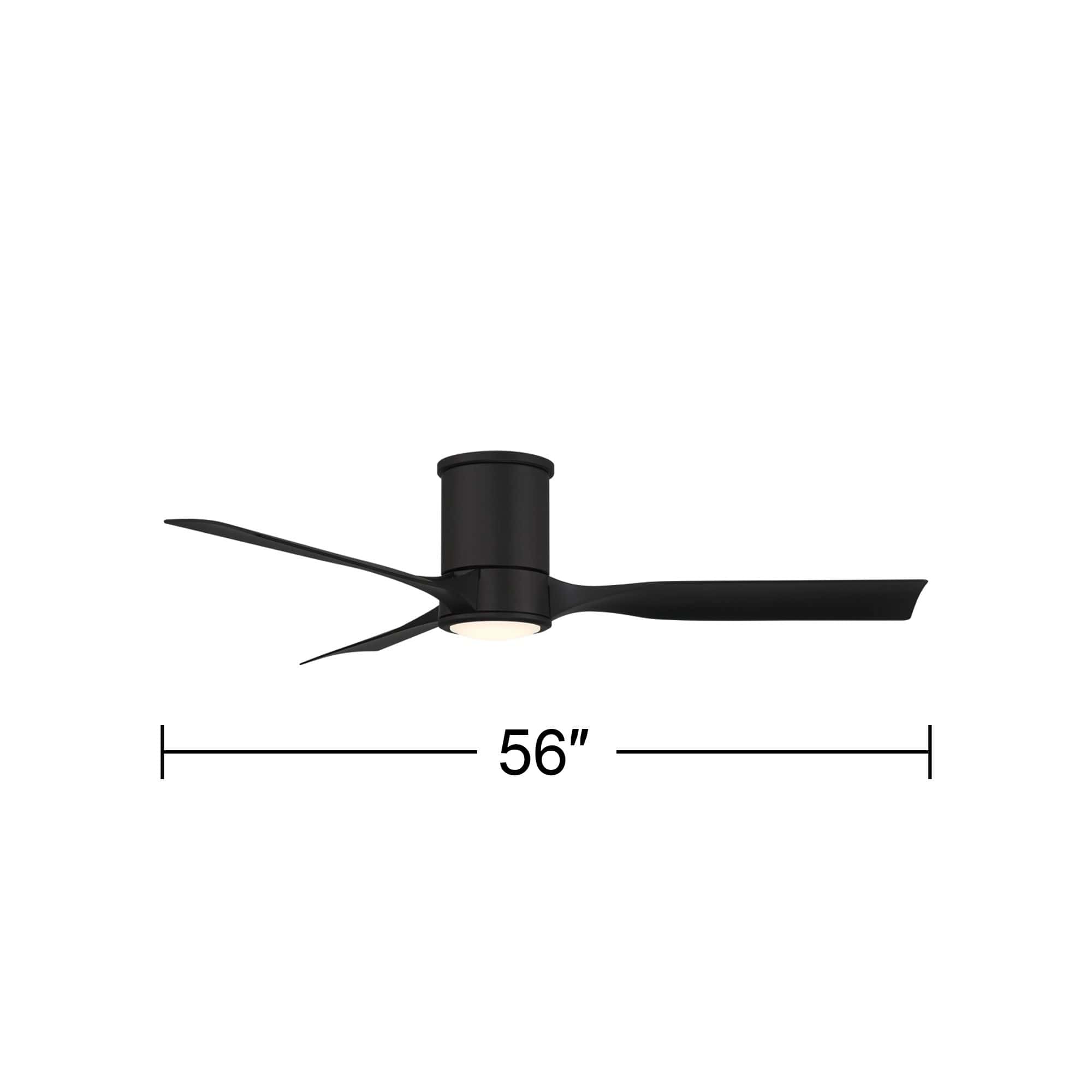 Casa Vieja 56" Keel Matte Black LED Damp Remote Hugger Ceiling Fan