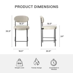 Better Homes & Gardens Boucle Counter Stool, Cream