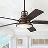 Casa Vieja 60" Wind and Sea Bronze Finish LED Outdoor Ceiling Fan with Remote