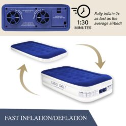 King Koil Luxury Twin Air Mattress with Built-in High Speed Pump for Camping, Home & Guests