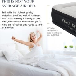 King Koil Luxury Plush Pillow Top Queen Size Air Mattress with Built-in High-Speed Pump
