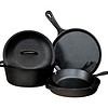 Lodge Seasoned Cast Iron 5 Piece Bundle. 10.5" Griddle, 8" Skillet, 10.25" Skillet, 10.25" Dutch Oven, and 10.25" Lid,Black