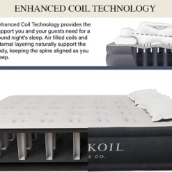 King Koil Luxury Plush Pillow Top Queen Size Air Mattress with Built-in High-Speed Pump