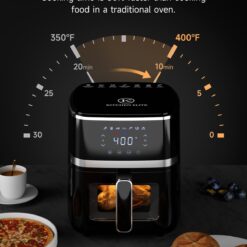 Kitchen Elite Air Fryer Oven 5.28 Qt, 7-in-1 Digital Display Compact Cooker with Easy View Windows, Black