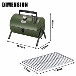 MAISON HUIS Adjustable Portable Charcoal Grill Multi-functional Metal Small BBQ Smoker for Outdoor Hiking Picnic (Green)