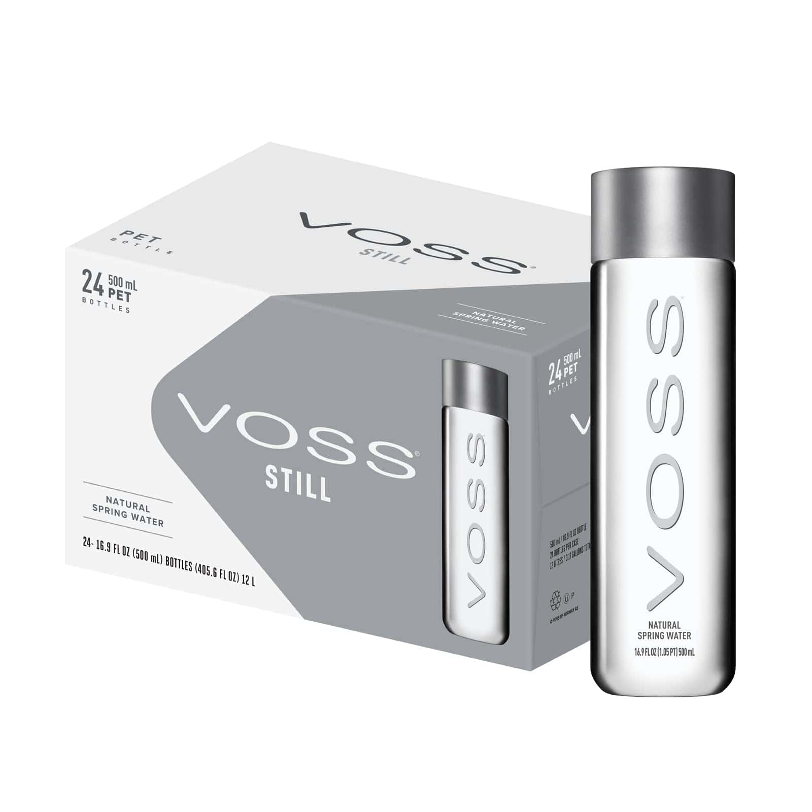VOSS Premium Still Bottled Natural Water - Pure Drinking Water with Unique & Iconic Bottle Design - 24 Pack