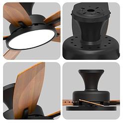 TALOYA 52 inch Ceiling Fans with Lights,Remote Control Multifunctional Quiet Fan, Black