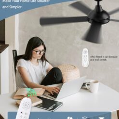 Autoday 52 Inch Ceiling Fans with Lights and Remote - Black Ceiling Fan with Light