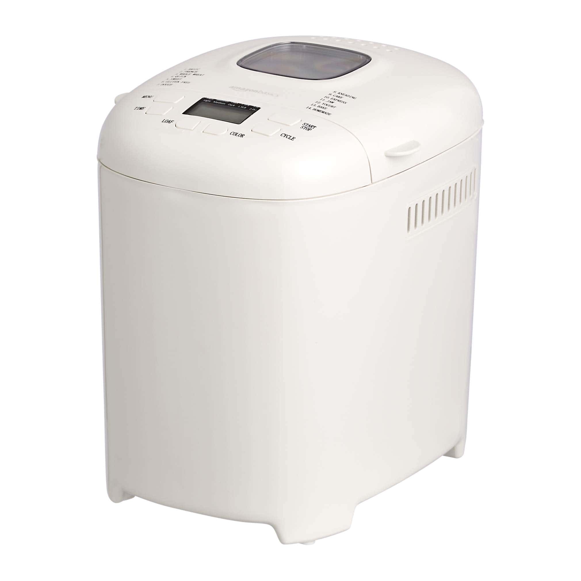 Amazon Basics Bread Maker, 2 Pound Non-Stick Bread Making Machine, White