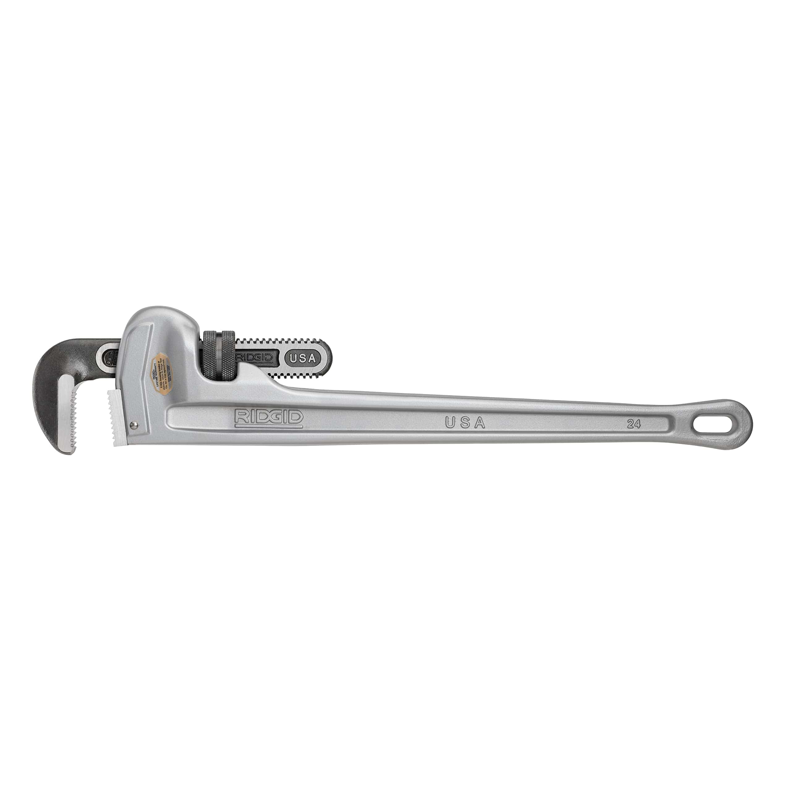 RIDGID 31105 Model 824 Aluminum Straight Pipe Wrench, 24-inch Plumbing Wrench, grey