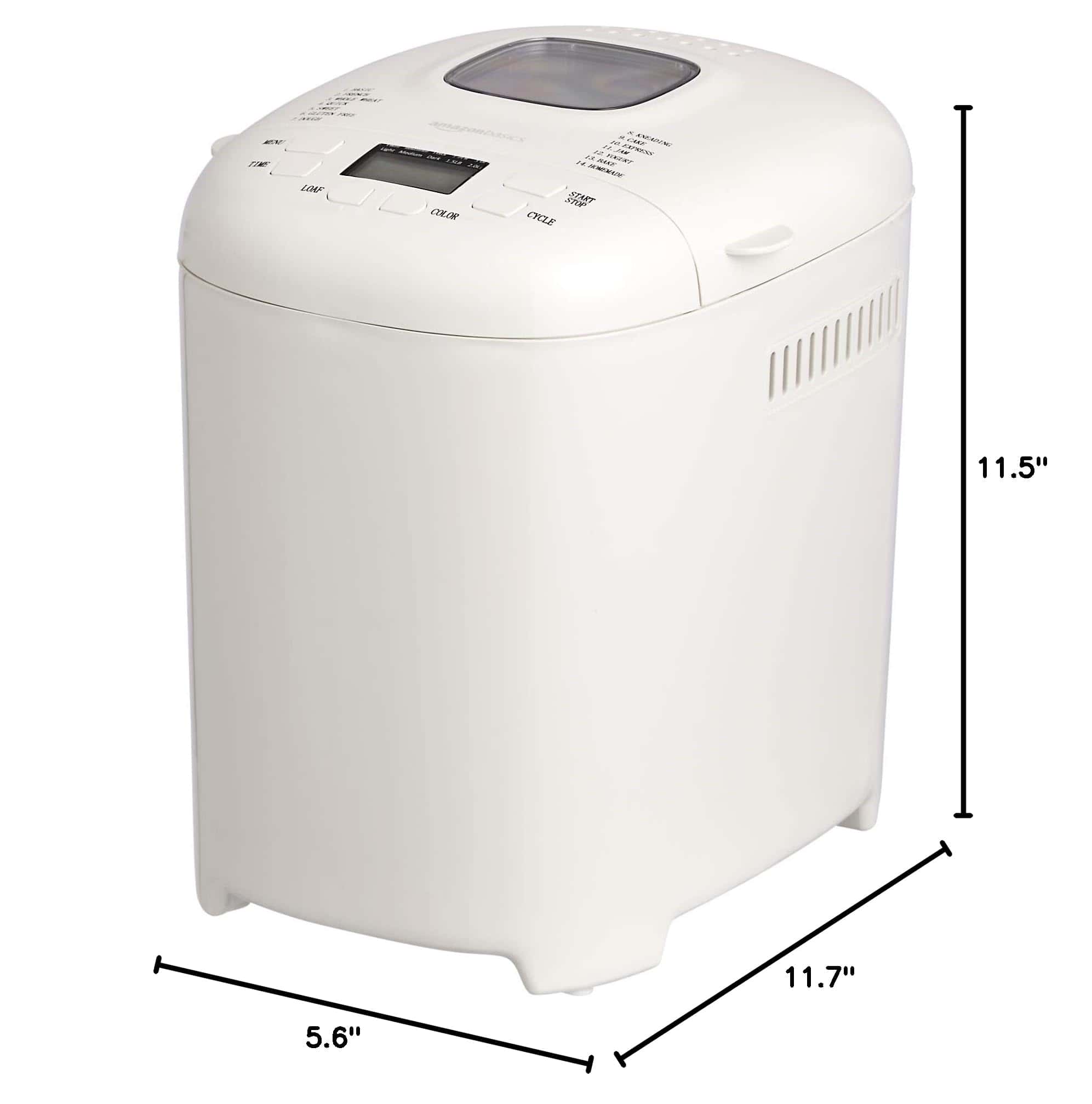 Amazon Basics Bread Maker, 2 Pound Non-Stick Bread Making Machine, White