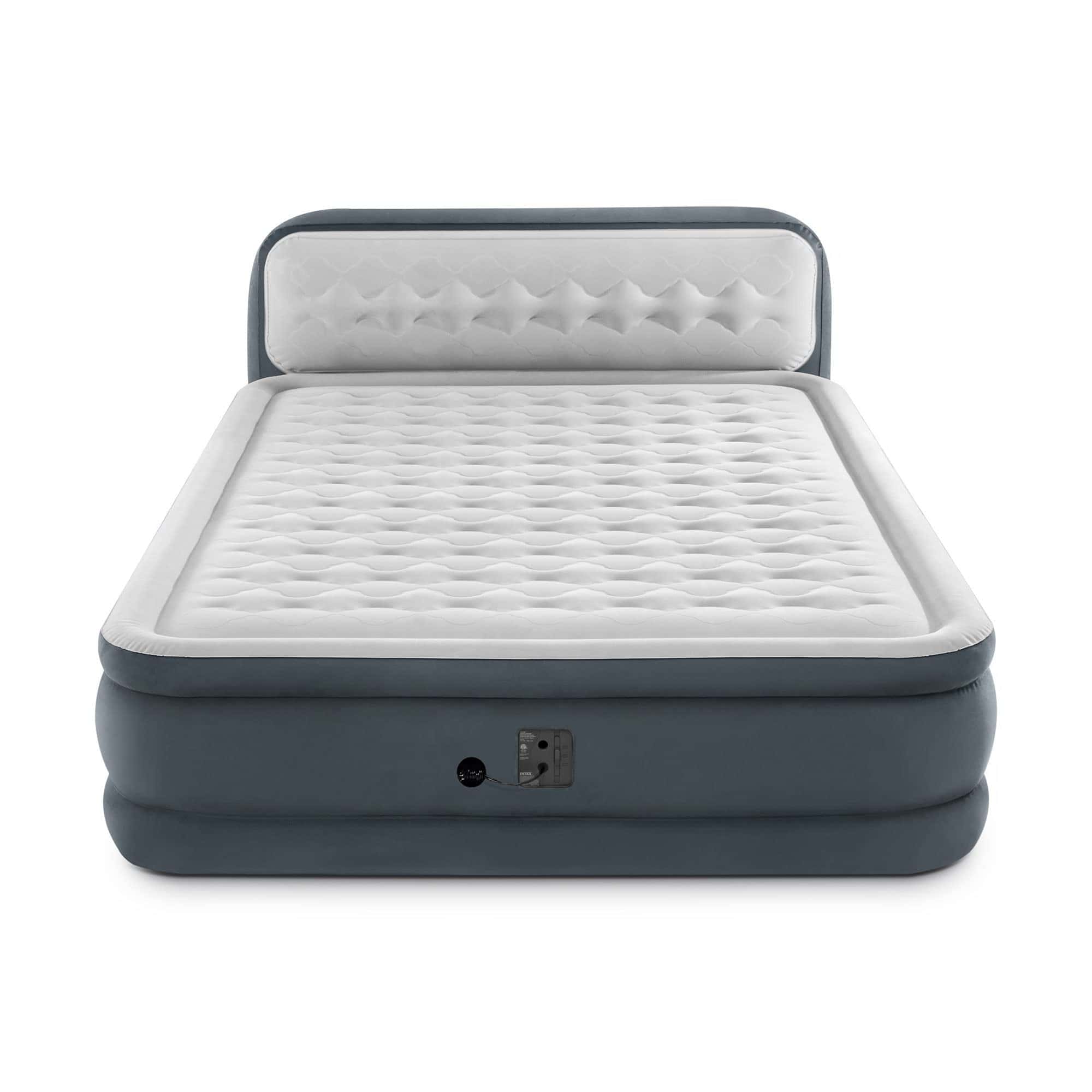INTEX 64447ED Dura-Beam Deluxe Ultra Plush Air Mattress with Headboard – 18in Bed Height – 600lb Weight Capacity