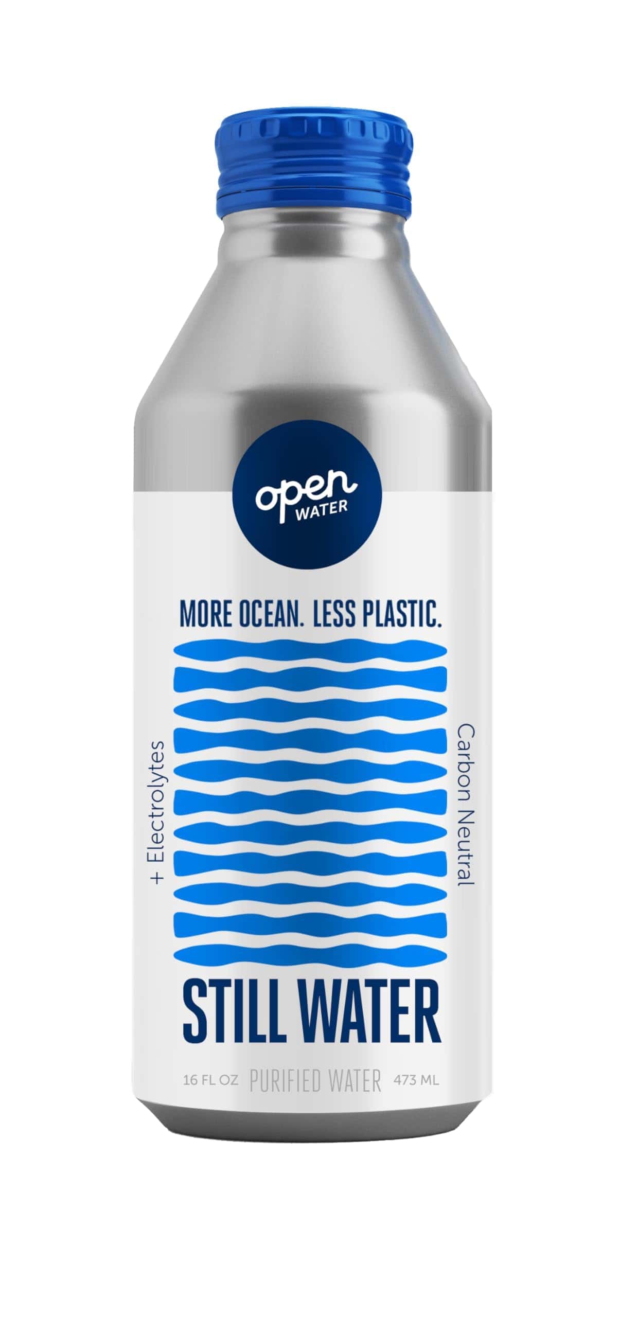 Open Water Still Bottled Water with Electrolytes in 16-oz Aluminum Bottles (6 Cases, 72 bottles - Still) | BPA-free and Eco friendly