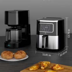 Kitchen Elite Air Fryer Oven 5.5 Qt, 6-in-1 Digital Display Compact Cooker, Stainless Steel, Black