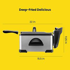 Chefman 4.5 Liter Deep Fryer w/Basket Strainer, XL Jumbo Size, Adjustable Temperature & Timer, Stainless Steel