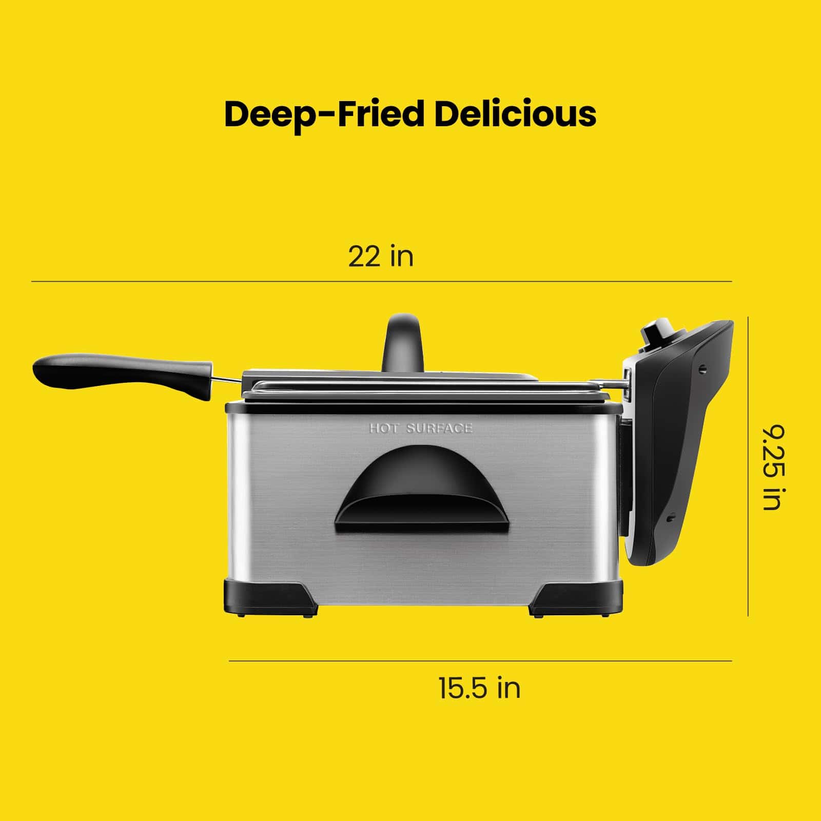 Chefman 4.5 Liter Deep Fryer w/Basket Strainer, XL Jumbo Size, Adjustable Temperature & Timer, Stainless Steel