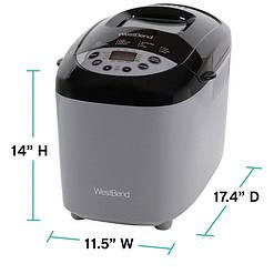 West Bend 47413 Hi-Rise Programmable Bread Maker Machine, 3 Lb, Gray