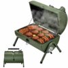 MAISON HUIS Adjustable Portable Charcoal Grill Multi-functional Metal Small BBQ Smoker for Outdoor Hiking Picnic (Green)