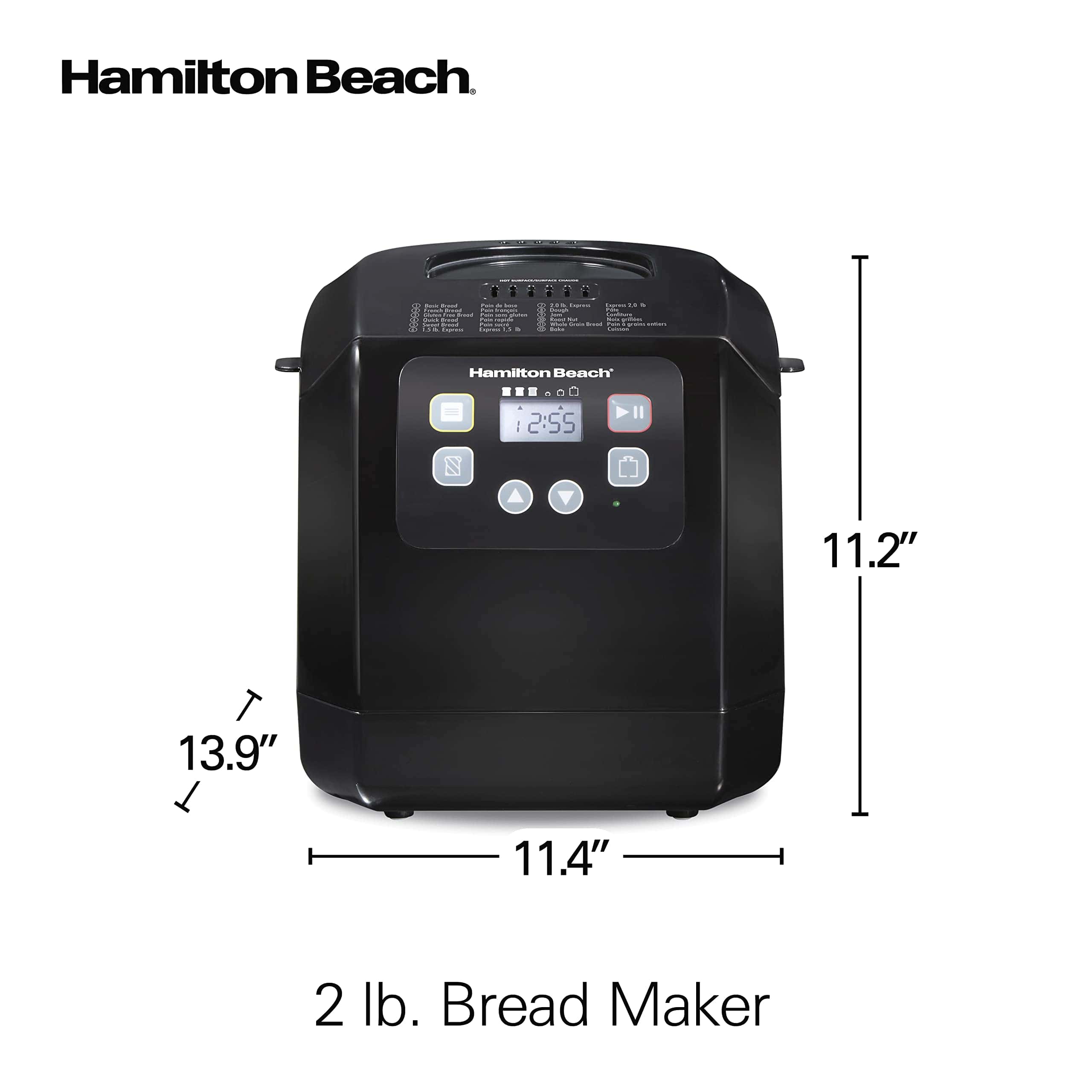 Hamilton Beach Bread Maker Machine, Digital, Programmable, 2 lb Capacity, Black