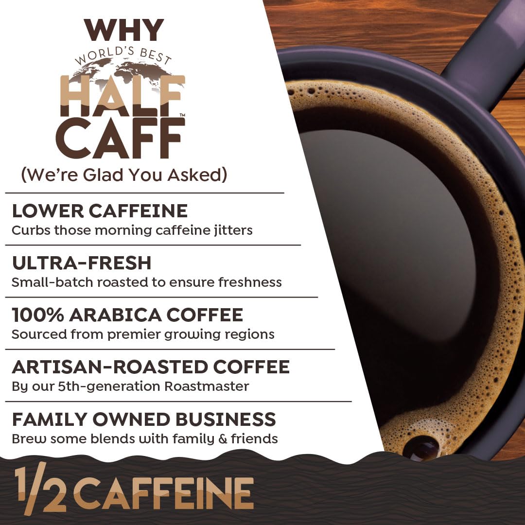 World's Best Half Caff Dark Roast Coffee 100ct. Solar Energy Produced Recyclable Single Serve Dark Roast Coffee Pods - Image 4