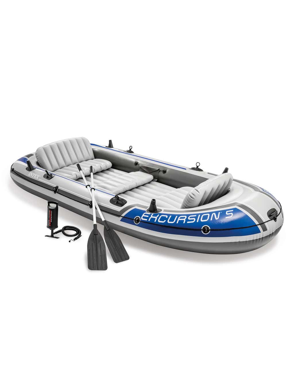 INTEX Excursion Inflatable Boat Series Includes Deluxe 54in Boat Oars and High-Output Pump – SuperTough PVC