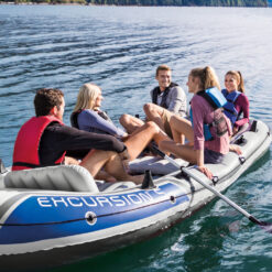 INTEX Excursion Inflatable Boat Series Includes Deluxe 54in Boat Oars and High-Output Pump – SuperTough PVC