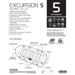INTEX Excursion Inflatable Boat Series Includes Deluxe 54in Boat Oars and High-Output Pump – SuperTough PVC