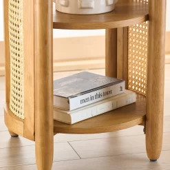 Better Homes & Gardens Springwood Caning Side Table, Light Honey Finish