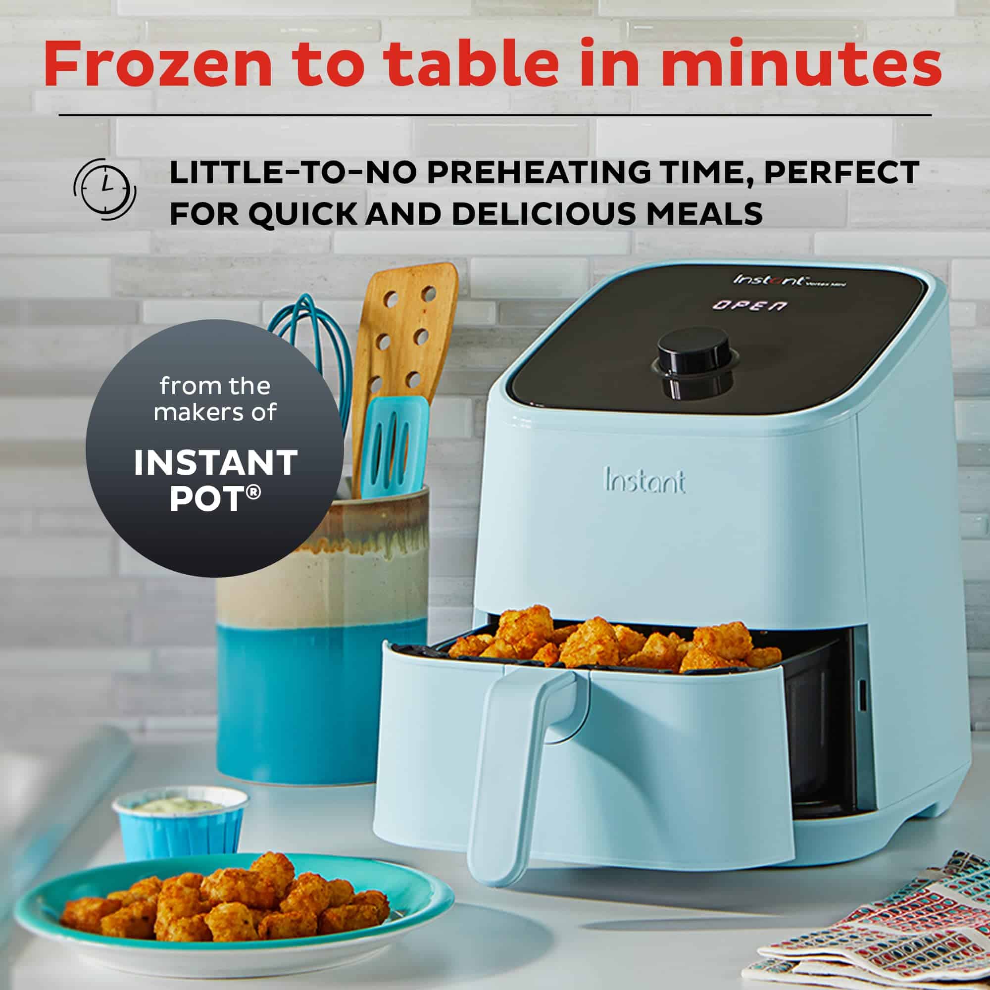 Instant Vortex 2QT Mini Air Fryer, Small Air fryer that Crisps, Reheats, Bakes, Roasts, Aqua