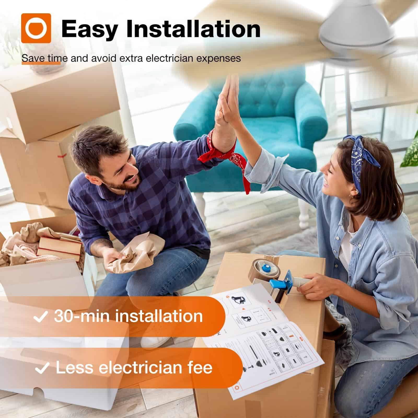addlon Ceiling Fans with Lights, 42 Inch Low Profile Ceiling Fan with Light And Remote Control, White