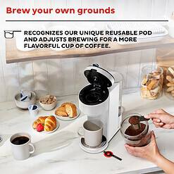 Instant Pot K-Cup Pod Compatible Single Serve Coffee Maker with Reusable Pod and Bold Setting, 8-12oz, 40oz Reservoir, White